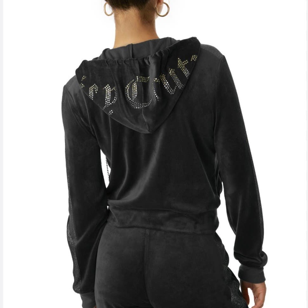 Juicy Couture Black Crystal Embellished Hoodie Size XS